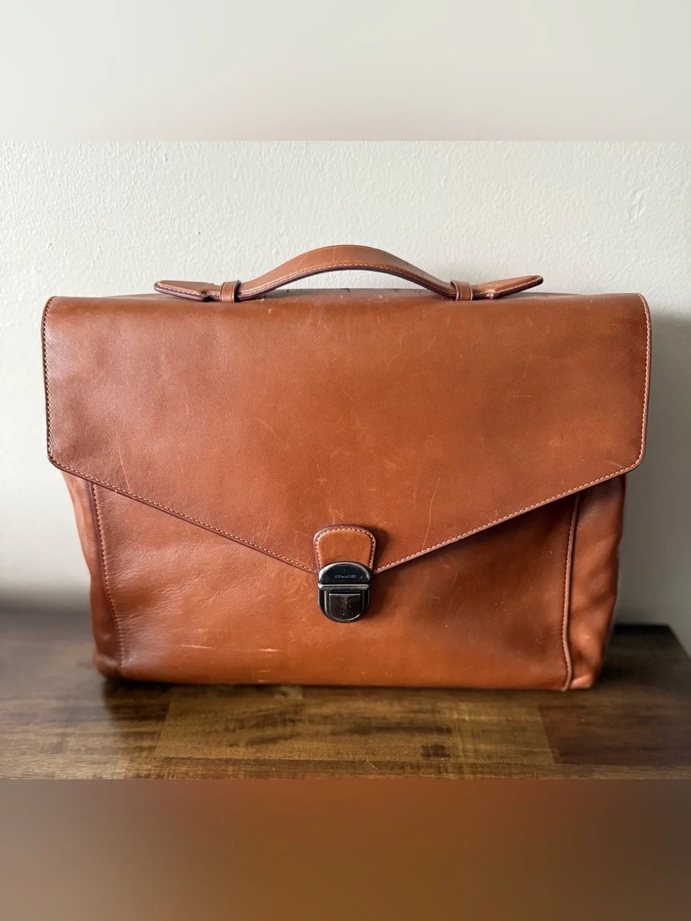 Coach Brown Leather Metropolitan Soft Push Lock Briefcase Multiple Compartments